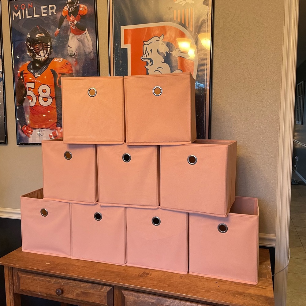 Pink Cube Storage bins x9
